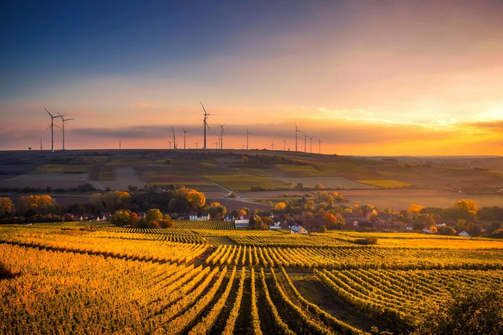 Analiza podwójnej istotności ma badać wpływ na środowisko. Korzystnie w analizie wypada korzystanie z farm wiatrowych takich jak na obrazku.